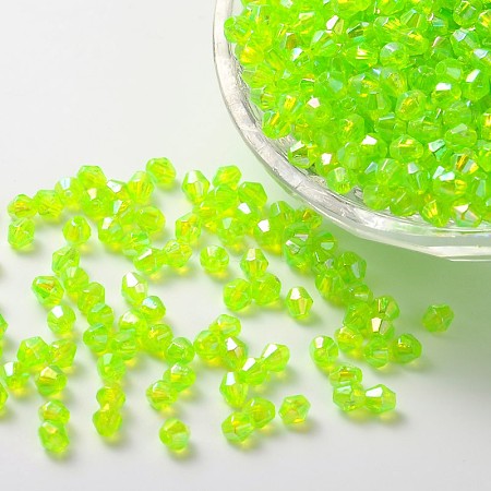 Bicone AB Color Plated Eco-Friendly Transparent Acrylic Beads LS-TACR-A003-6mm-35-1