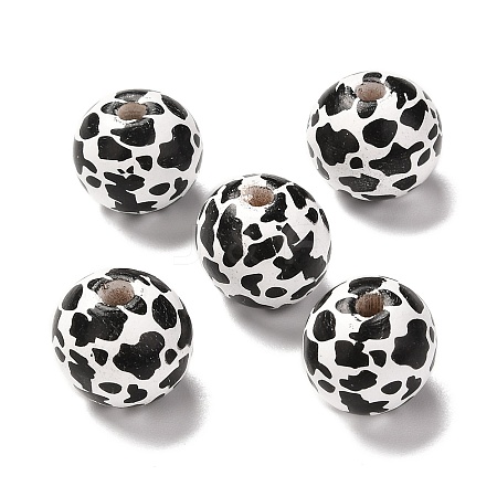 Printed Wood European Beads LS-X-WOOD-F011-06-1