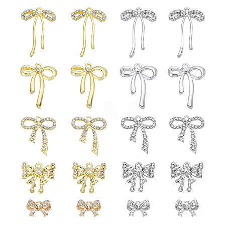 20Pcs 10 Styles Alloy & Brass Rhinestone Pendants FIND-GA0005-09-1