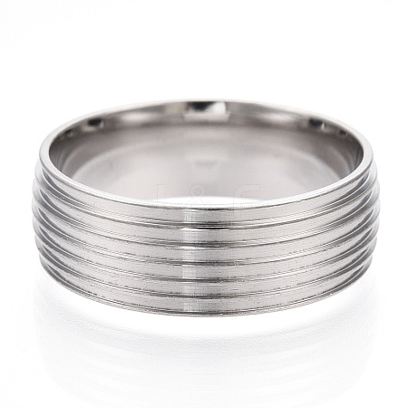 201 Stainless Steel Grooved Finger Ring Settings STAS-WH0047-04S-1