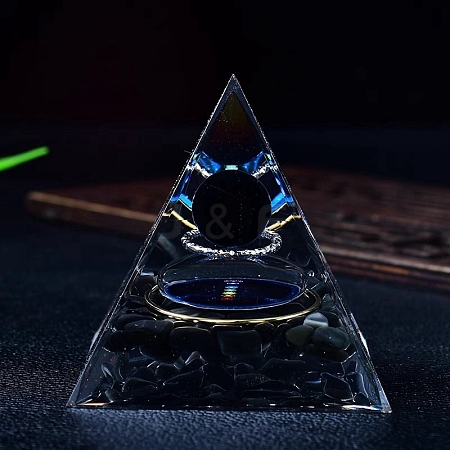 Natural Obsidian Orgone Stone Pyramid PW-WG8ED82-24-1