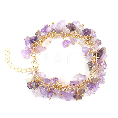 Natural Amethyst Bead Bracelets PW-WG73957-09-1