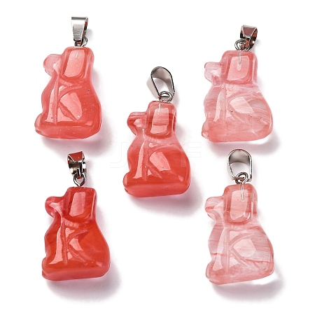 Cherry Quartz Glass Pendants G-B127-07P-11-1