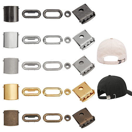 40Sets 5 Colors Iron Baseball Hat Cap Buckle Strap Clasp Clip Kit FIND-NB0005-36-1