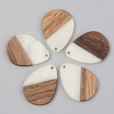 Opaque Resin & Walnut Wood Pendants RESI-S389-010A-C04-1