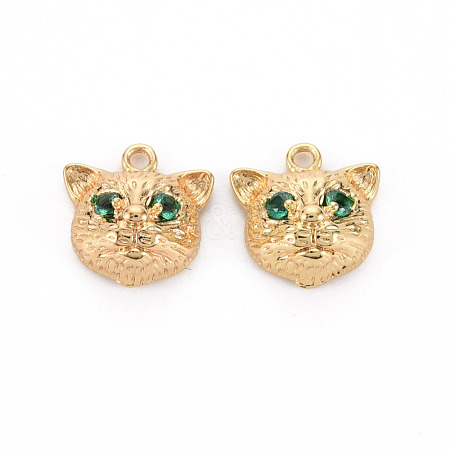 Brass Micro Pave Green Cubic Zirconia Charms KK-S356-470-NF-1