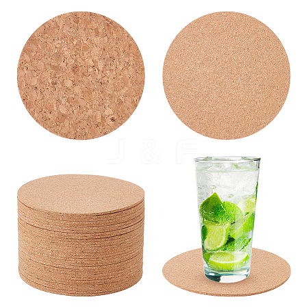 Flat Round Cork Coasters AJEW-WH0367-08-1