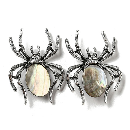 Dual-use Items Alloy Pave Dyed Shell Spider Brooch JEWB-C026-04A-AS-1
