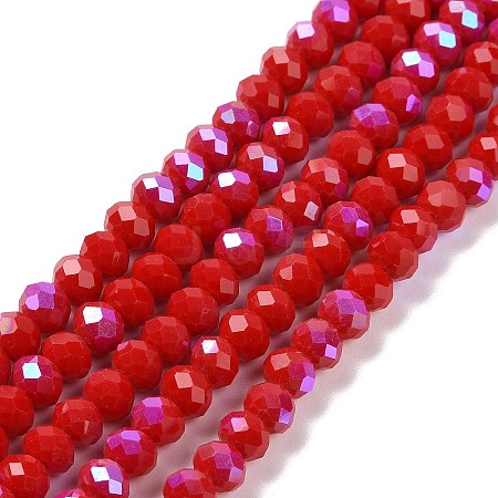 Electroplate Opaque Solid Color Glass Beads Strands EGLA-A044-P6mm-L22-1