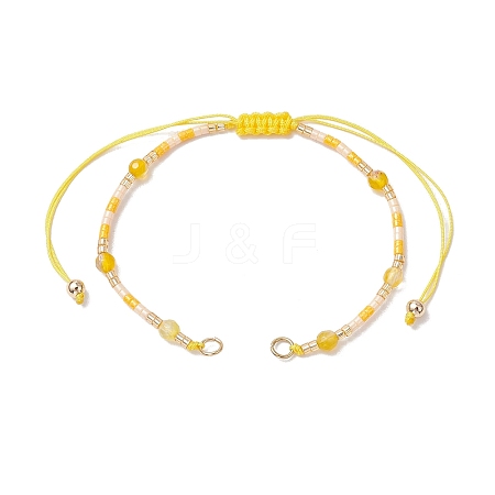 4mm Faceted Round Dyed Natural Agate Beads & Handmade Seed Beads Braided Bracelet Making AJEW-MZ00003-05-1