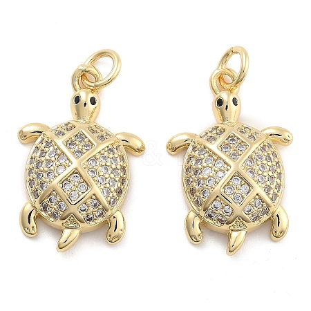 Brass Pave Clear Cubic Zirconia Pendants KK-U009-12N-G-1