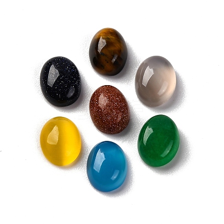 Natural Yellow Agate/Grey Agate/Blue Agate/Green Onyx Agate/Tiger Eye/Synthetic Goldstone/Goldstone Cabochons G-H001-15-1