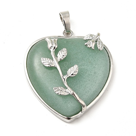 Heart Natural Green Aventurine Pendants GP356-2-1