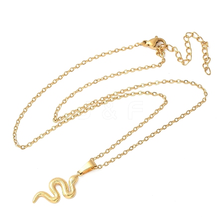 304 Stainless Steel Snake Pendant Necklaces for Women Men LS-NJEW-Z063-03G-02-1