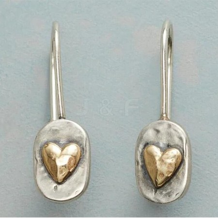 Oval with Heart Pattern Alloy Dangle Earrings FS-WG9D7F4-01-1