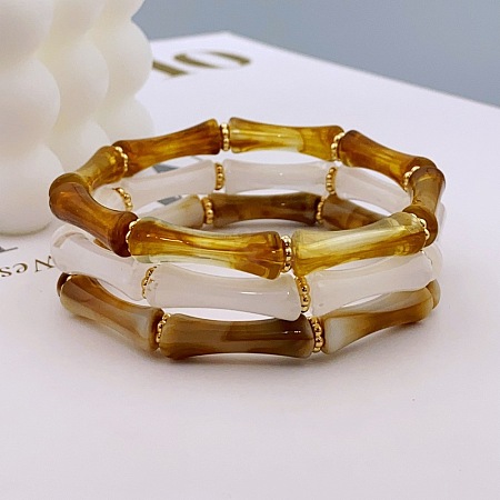 Acrylic Bamboo Joint Beaded Bracelets for Women FS-WG26A21-28-1