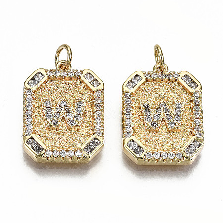 Brass Micro Pave Clear Cubic Zirconia Pendants KK-S356-234W-G-NF-1