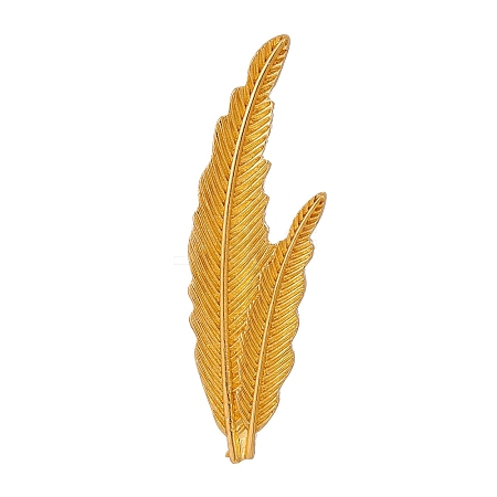 Feather Shape Alloy Brooches for Backpack Clothes PW-WG64635-01-1