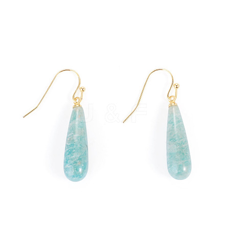 1 Pair Natural Amazonite Dangle Earrings EJEW-TA0001-85-1