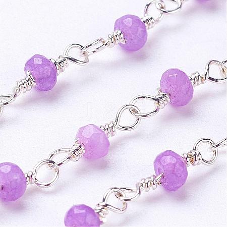 Handmade Faceted Jade Rondelle Beads Decorative Chains for Necklaces Bracelets Making CHC-L026-07-1