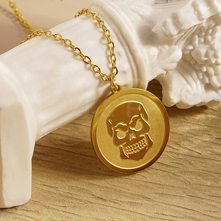 Stylish Stainless Steel Skull Pendant Necklace for Women's Daily Wear JQ7067-1-1