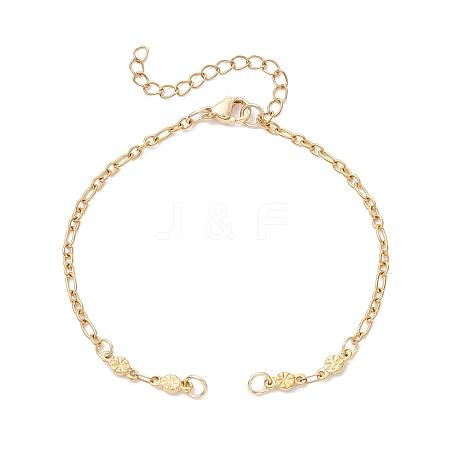 304 Stainless Steel Leaf Link Chain Bracelet Making AJEW-JB01433-1