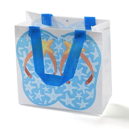 Summer Beach Theme Printed Flip Flops Non-Woven Reusable Folding Gift Bags with Handle ABAG-F009-E04-1