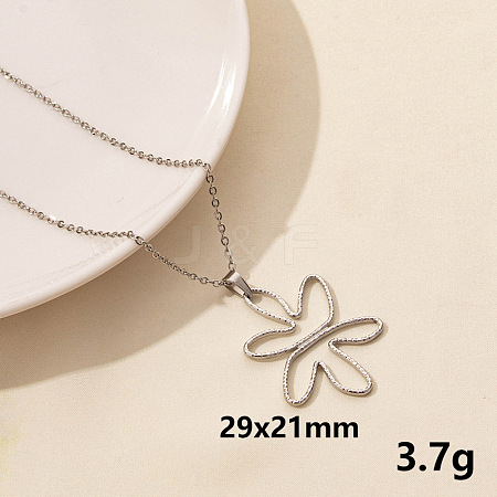 304 Stainless Steel Flower Pendant Necklaces JQ3185-3-1