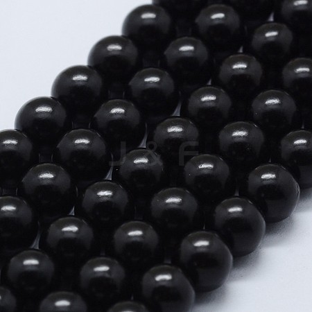 Natural Ebony Wood Beads Strands WOOD-F006-03-10mm-1