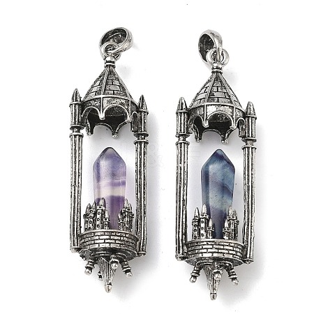 Natural Fluorite Faceted Pointed Bullet Shaped Big Pendants X-G-P613-01AS-03-1