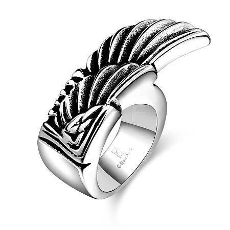 Punk Rock Style 316L Surgical Stainless Steel Wing Wide Band Rings for Men RJEW-BB01236-11AS-1
