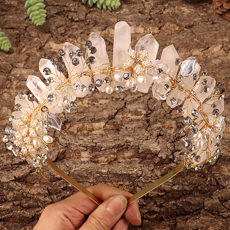 Natural Rose Quartz Hair Bands PW-WG52147-12-1