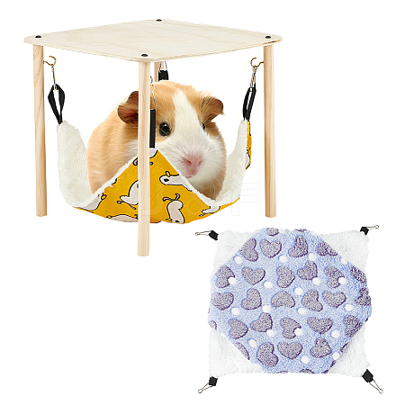 Wooden Hamster Climbing Frames with Pet Hanging Bed AJEW-FG0003-67-1