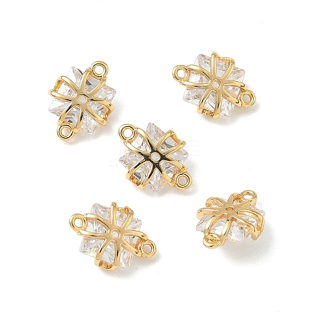 Brass Pave Clear Cubic Zirconia Connector Charms KK-Z136-37G-1
