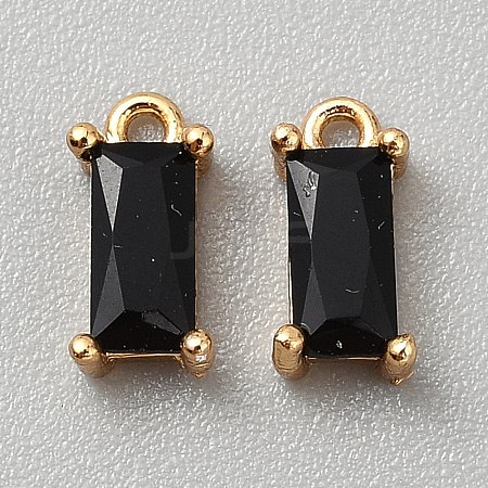 Golden Plated Brass Cubic Zirconia Charms ZIRC-WH0015-01G-11-1