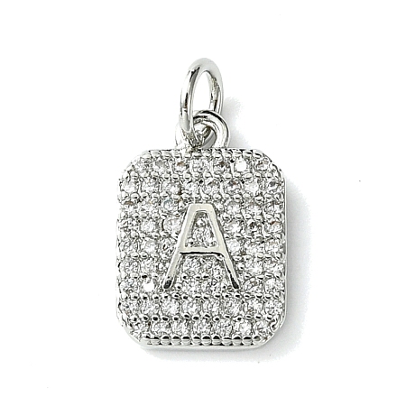 Rack Plating Brass Micro Pave Clear Cubic Zirconia Charms KK-G501-01A-P-1