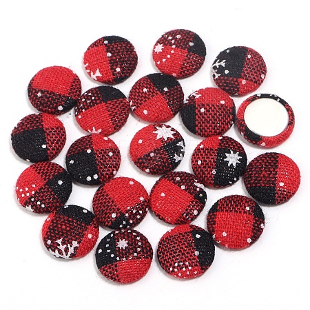 Colorful Oversized Grid Christmas Flat Fabric Metal Cabochons PW-WG3FFEE-03-1