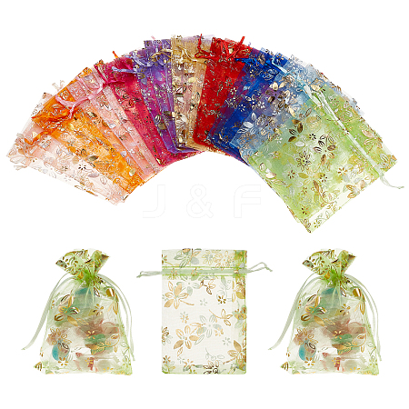   60Pcs 10 Colors Hot Stamping Organza Bags OP-PH0001-35-1