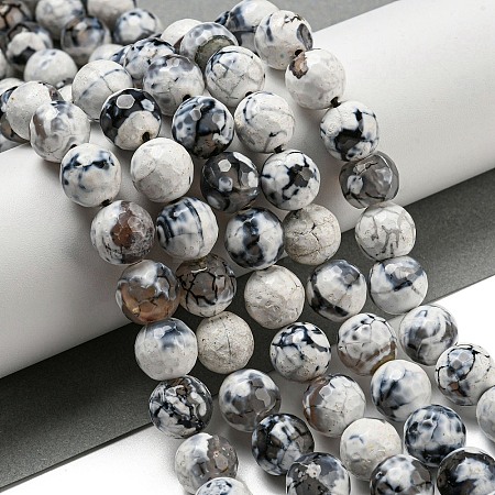 Faceted Natural Fire Crackle Agate Beads Strands G-F447-12mm-J02-1