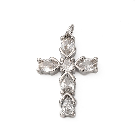 Brass Micro Pave Cubic Zirconia Pendants KK-P308-29P-1