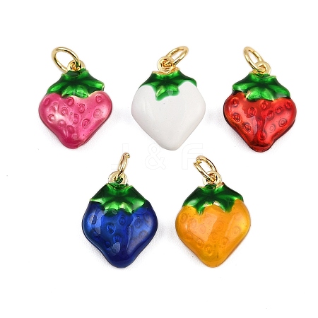 Brass Enamel Fruit Pendants KK-I377-04G-A-1