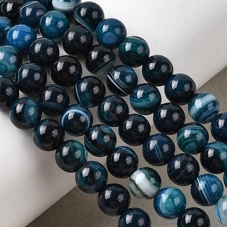 Natural Banded Agate Beads Strands G-I392-A01-6mm-02-1