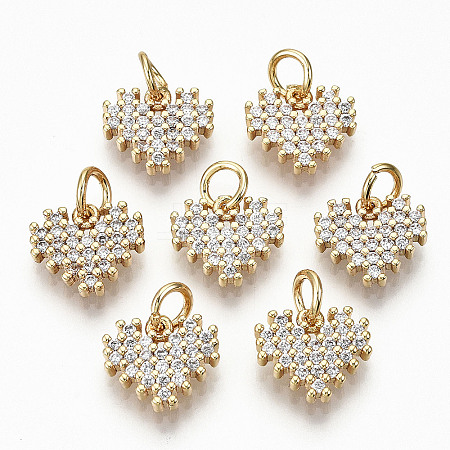 Brass Micro Pave Clear Cubic Zirconia Charms X-RJEW-T063-60G-NF-1