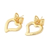 Heart & Bowknot Brass Dangle Stud Earrings EJEW-G382-04G-1