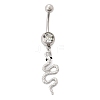 Alloy Rhinestone Snake Curved Barbell Belly Rings AJEW-R007-03P-05-4