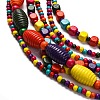 Handmade Wood Beads Multi-Layer Necklaces & Boho Dangle Earrings Set SJEW-A001-01B-3