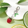 Resin Strawberry Pendant Decoration with Acrylic Leaf Charms KEYC-JKC00975-2