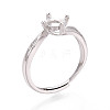 Rhodium Plated 925 Sterling Silver Micro Pave Cubic Zirconia Engagement Solitaire Ring Settings STER-N016-71P-1