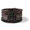 1Pc Cowhide & Imitation Leather Cord Knitted Multi-strand Bracelets AJEW-GF0011-50C-5