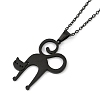 Halloween Series 202 Stainless Steel Cable Chain Cat Shape Pendant Necklaces NJEW-S005-01B-E-1